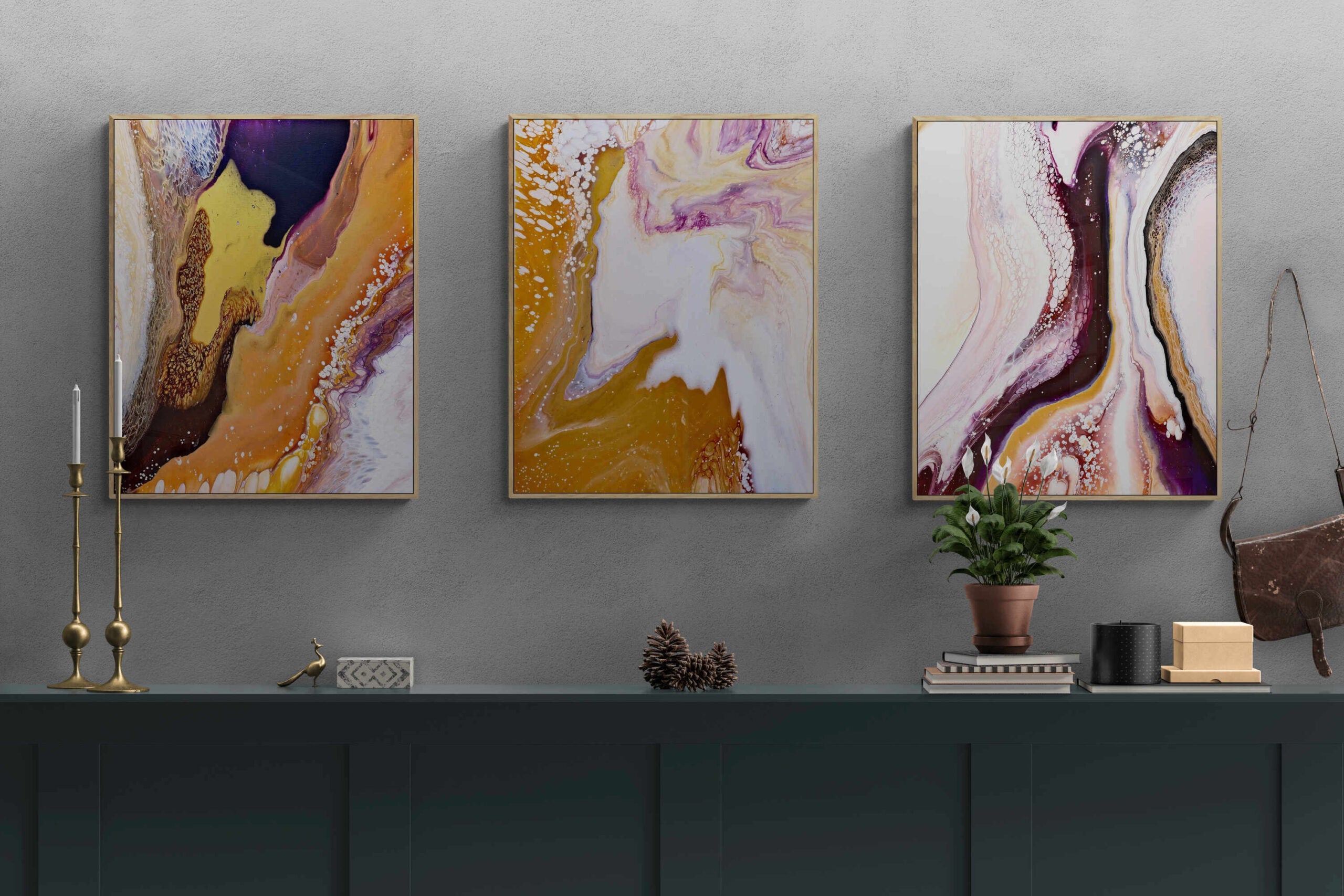 Tale of Golden Land Triptych|3 painting set | 76 x 185 cm image 1