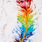 Marble Rainbow Feather Duo |2 painting set | 30 x 60 cm image 2