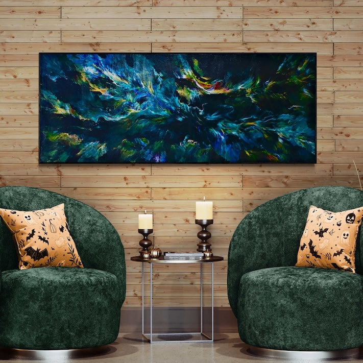 Emerald Clouds | 64 x 155 cm | Framed in black oak floater image 3