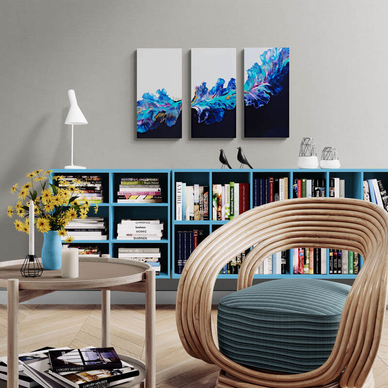 Blue Trio Triptych |3 painting set | 60 x 90 cm image 1