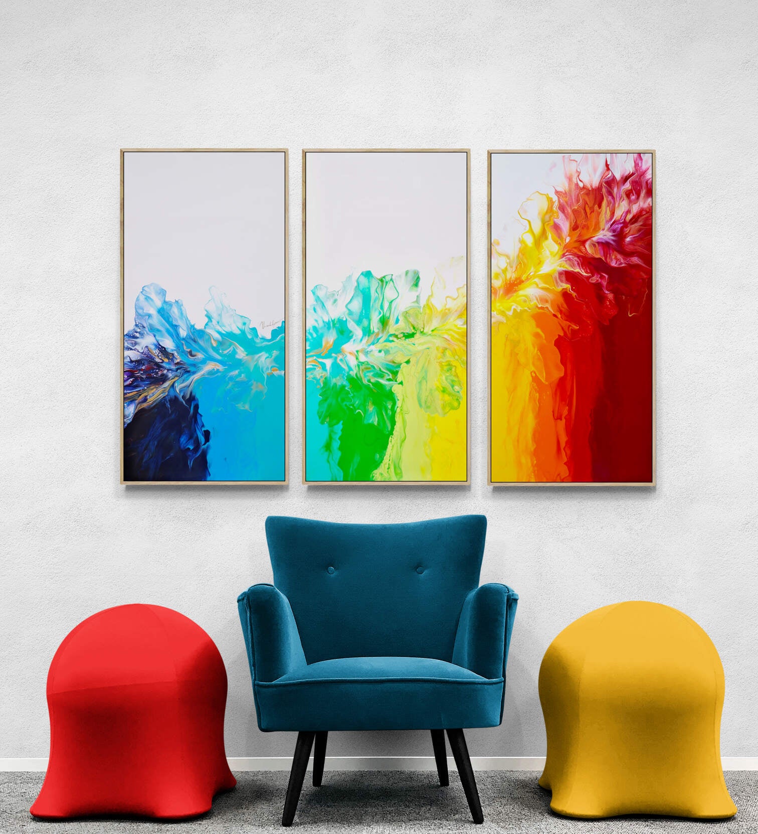 Rainbow Dance Triptych |3 painting set | 135 x 90 cm image 1