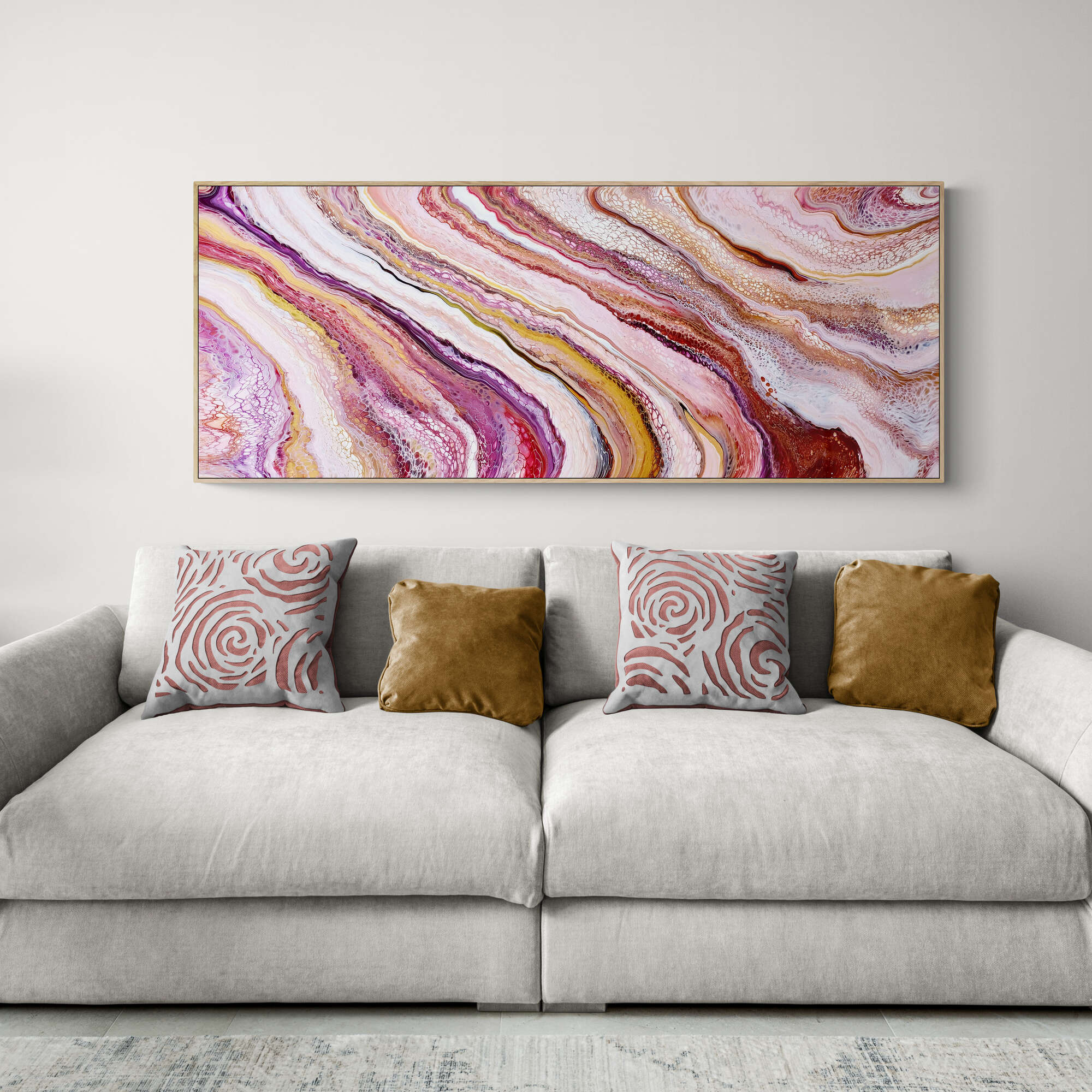 Luminous Ochres |64 x 155 cm |Framed in Tassie Oak image 0