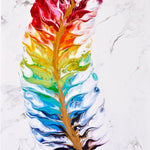 Marble Rainbow Feather Duo |2 painting set | 30 x 60 cm image 1