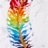 Marble Rainbow Feather Duo |2 painting set | 30 x 60 cm image 1