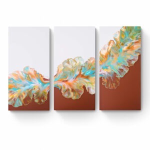 Three Sunshine Dance Triptych paintings on a white background. Abstract Art by Thanh Lyons