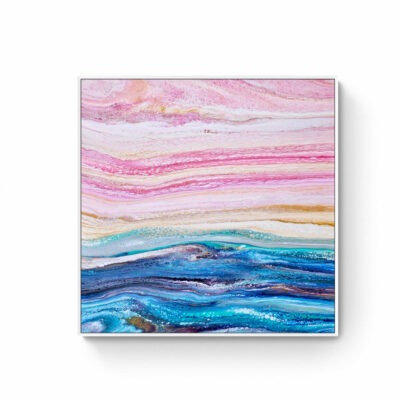 Pink Lake (80 x 80 cm - Framed in White)