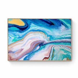 A Oceanic Sand (101 x 152 cm) painting in a raw oak frame. Abstract Art by Thanh Lyons
