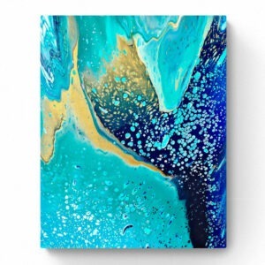 A Ocean Odyssey 1 (40 x 50 cm) abstract painting on a white background. Abstract Art by Thanh Lyons