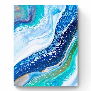 A Ocean Odyssey 6 (40 x 50 cm) abstract painting on a white background. Abstract Art by Thanh Lyons