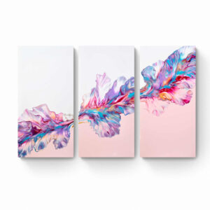 Product Name: Spring Symphony triptych wall art featuring abstract fluid paint designs in vibrant colors on a light background, sized 60 x 90 cm. Abstract Art by Thanh Lyons