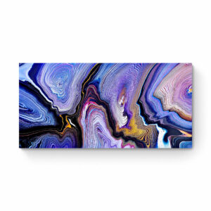 Abstract swirling multicolored "Star Burst (60 x 120 cm)" painting on a horizontal canvas. Abstract Art by Thanh Lyons