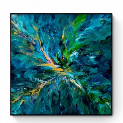 Emerald Dance (101 x 101 cm) - Framed in Black